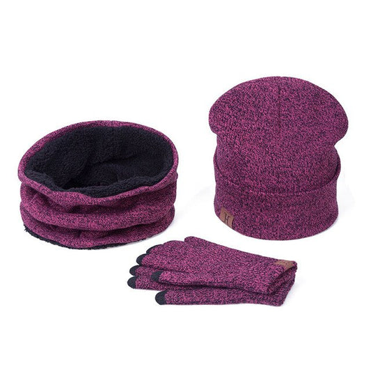 2018 New Women Men Hat Caps Knitted Beanies Wool Warm Scarf Thick Windproof Balaclava Hat Scarf Gloves 3 Pieces Set For Female