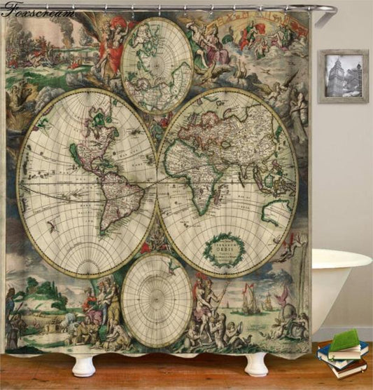 world map fabric shower curtains for bathroom Waterproof curtain for bathroom curtain bath curtain for home curtain or mat