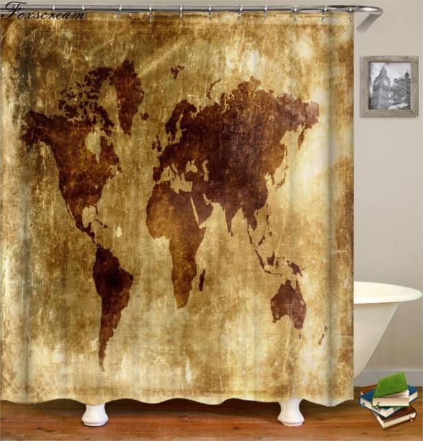 world map fabric shower curtains for bathroom Waterproof curtain for bathroom curtain bath curtain for home curtain or mat