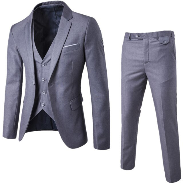 3pc Men Purple Suit (Jacket+Pants+Vest) Brand Slim Fit Elegant Suits With Pants Mens Grooming Busienss Tuxedo Suits Ternos S-6XL
