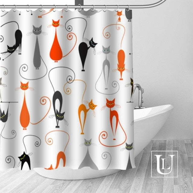 Abstract animal cat Shower Curtains Custom Bathroom Curtain Waterproof Bathroom Fabric Polyester Shower Curtain High Quality