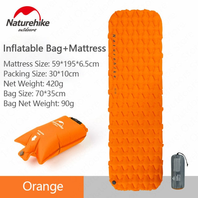 Naturehike Inflatable Camping Mat Sleeping Pad With Pillow Air Bag New Hand Press Inflating Camp Mattress For Hiking Tent Mats