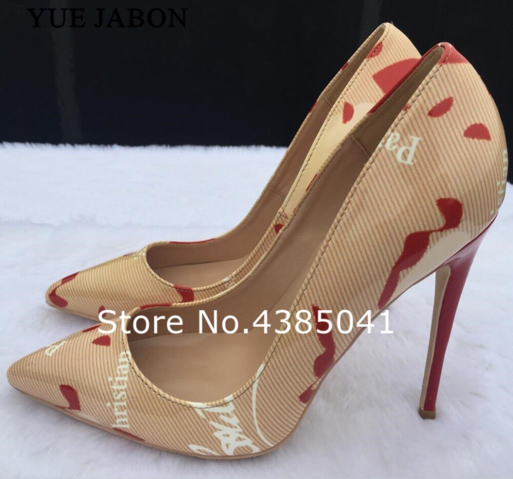 New Sexy Lady Pumps Patent Leather Red High Heels Point Toe Sandals Luxury Graffiti Brand Designer Shinny Womens Wedding Shoes